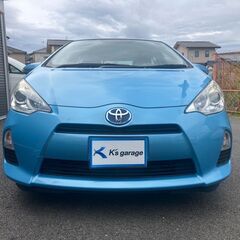 【車検R7年10月】トヨタ アクア 1.5L ハイブリッド エコ アイドリングストップ コンパクト AUTOエアコン シートアレンジ CD ラジオ ライトブルーの画像