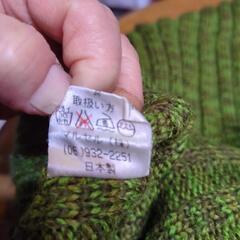 緑　タートルネックセーターの画像