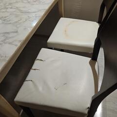 ダイニングテーブル　椅子　白　茶　大理石の画像