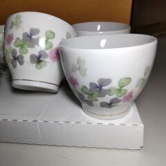 URARA YAMAKA 食器 5客セット 湯呑み蓋付き 茶碗蒸し 器 湯呑み 和食器 陶器 洋食器 昭和レトロ 鉢 カップの画像