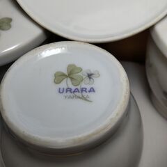 URARA YAMAKA 食器 5客セット 湯呑み蓋付き 茶碗蒸し 器 湯呑み 和食器 陶器 洋食器 昭和レトロ 鉢 カップの画像