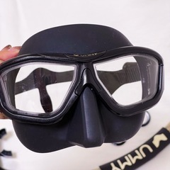⚠️12/16迄 【2点セット】 UMMY マスク シュノーケル シュノーケルフロート シュノーケルセット ダイビング フリーダイビング ブラック カモフラ の画像