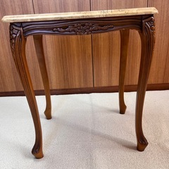 イタリア製 大理石天板 サイドテーブル マホガニー 猫足