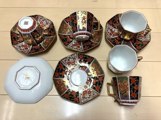 有田焼 青藍窯 古伊万里 金彩 カップ＆ソーサー ５客