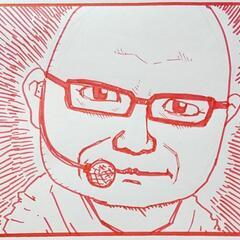 赤い似顔絵！ミニ色紙サイズ！の画像