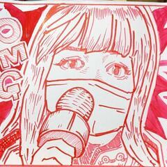 赤い似顔絵！ミニ色紙サイズ！