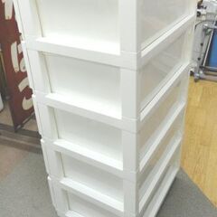 5段 プラチェト キャスター付き 高107㎝ 衣類収納 収納家具 タンス ホワイト 西岡店の画像