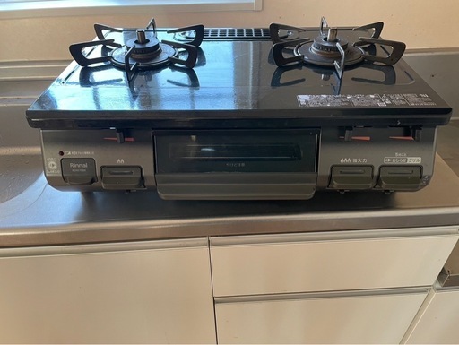 ガスコンロ　2口　黒