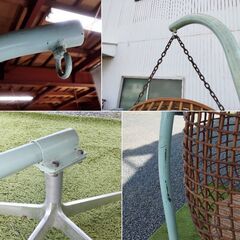 ヴィンテージ ハンギングチェア ハンモックチェア 1人掛け クッション付 ラタン 1980’s ※ネジ有り　/UJ-1128 の画像