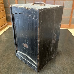 【大正〜昭和初期】アンティーク　陶器の4段重箱　中国風　亀と竹柄　黒の木箱入りの画像