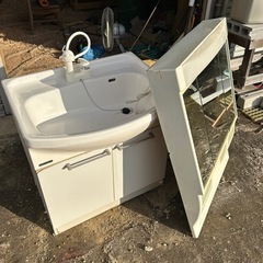 洗面台　幅75センチ　中古　三面鏡