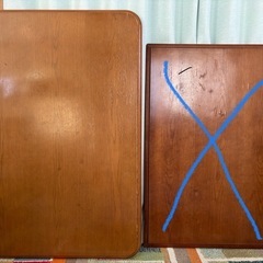 コタツの天板2枚  茶色、長方形の画像