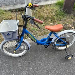 キッズ自転車　No.1558　ブルー　16インチ　補助輪付き　【...
