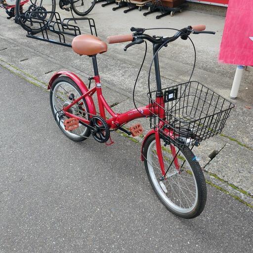 折りたたみ自転車☆THREE STONE☆レッドカラー☆20インチ・鍵付き、小錆、【浜村鹿野温泉ICから3分 買取本舗 宮本リサイクル 営業時間9～19時 定休日水曜のみ←連絡できませんm(_ _)m】