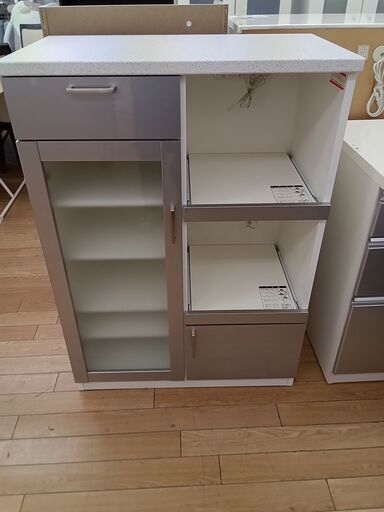 ★ジモティ割あり★ NITORI レンジ台 ホワイト H114×D45×W80 クリーニング済み TK3697