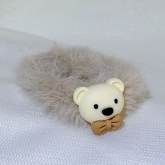 クマモチーフ ヘアゴム 5個セットベージュ色