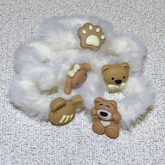 クマデザイン ヘアゴム 5個セット　白色の画像