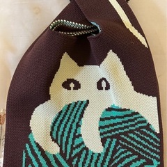 新品未使用　ニットミニトート　猫柄の画像