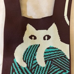 新品未使用　ニットミニトート　猫柄