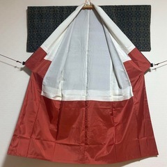 【大島紬】 着物 袷 広衿 幾何学 模様 身丈約155cmの画像