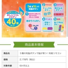 定価2178-本物そっくりの色・形・手触り！5種の知脳ボタンが「押したい！」気持ちを刺激するリモコンおもちゃの画像