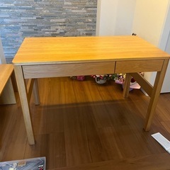 【中古美品】Actus 作業用デスク　木製　ブランド家具　勉強机　チェスト付き