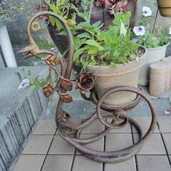 アンティーク　ガーデニング　白鳥花台の画像