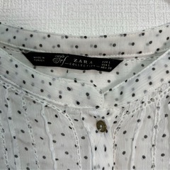 ザラ　ZARA ドット　長袖　シャツ L ホワイト 白 秋服　トップス　シースルー　透け感の画像
