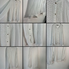 ザラ　ZARA ドット　長袖　シャツ L ホワイト 白 秋服　トップス　シースルー　透け感の画像