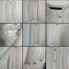 ザラ　ZARA ドット　長袖　シャツ L ホワイト 白 秋服　トップス　シースルー　透け感の画像