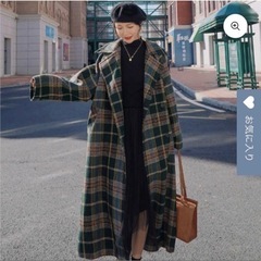 【新品タグ付】SPICAGLOW グリーン　チェック柄 オーバー ロングコートの画像