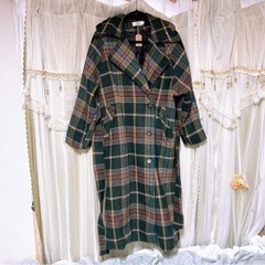 【新品タグ付】SPICAGLOW グリーン　チェック柄 オーバー ロングコートの画像