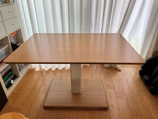 【美品】昇降式　テーブル　幅120X80㎝　ホワイトオーク色