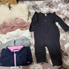 女の子80-90長袖ロンパース、tシャツ、ジャケット無料で差し上げます