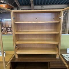 【愛品館八千代店】無印良品　ガラス扉キャビネット　オーク材