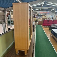 【愛品館八千代店】無印良品　ガラス扉キャビネット　オーク材