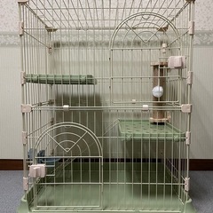 新品 未使用品　猫 キャットゲージ 2段 爪とぎポール＋ハンモッ...