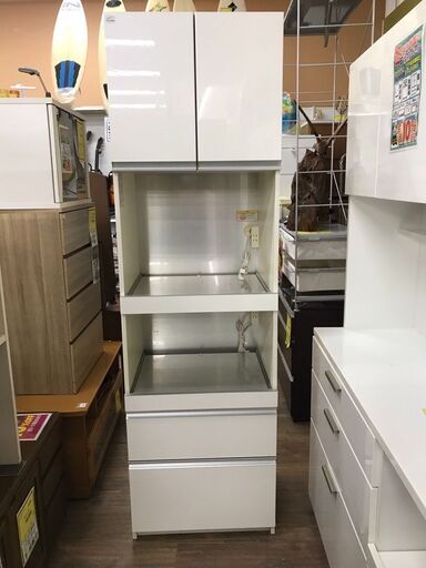 パモウナ　食器棚　レンジボード　ホワイト【ジャングルジャングルイズミヤ広陵店】