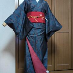 👘  正絹 紬 サラッとした風合いが素敵！ 網目 👘の画像