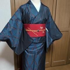👘  正絹 紬 サラッとした風合いが素敵！ 網目 👘の画像