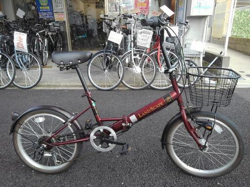 中古自転車３３０７　折り畳み　２０インチ　６段ギヤ　LEDオートライト