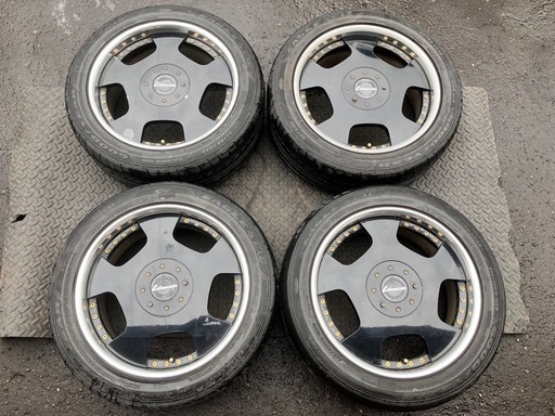 【希少】Lehrmeister レアマイスター  SIDE 18インチ 8J オフセット +42 PCD114.3 4H/5H マルチ 245/45R18 ディッシュ【当時物】
