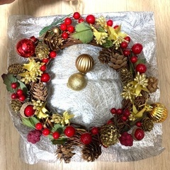 未使用　壁掛け　クリスマスドアリース　リース　オーナメント　飾り...