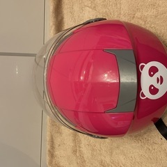 透明シールドあり　ピンクヘルメット　パンダ
