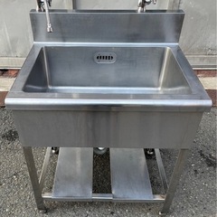 業務用 1槽シンク 二口蛇口付き 幅750×奥600×高さ800...