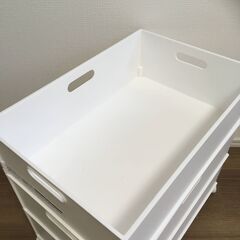 バスケット Nインボックス よこ型ハーフ ホワイト キャスター付きの画像