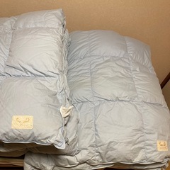 高級イワタの羽毛布団ダブル 冬用・肌掛け・カバー×2 セット 中古