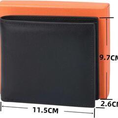 【新品未使用】財布 メンズ 本革 小銭入れ カード入れ 二つ折り財布 レザー ブラック 箱付きの画像