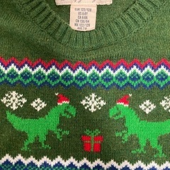 ①🌲恐竜クリスマス柄　キッズ男の子用　ニット　セーターの画像