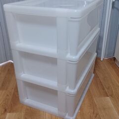 収納ケース　3段　(プラスチック製、キャスターなし)の画像